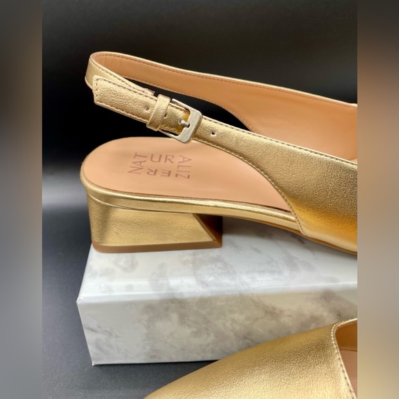 NATURALIZER Ginger Snip Toe Dress Slingback Dark Gold Low BlockHeel.Size US 11 W - Picture 5 of 11